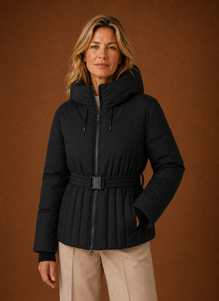Chaqueta Acolchada para Mujeres - Detalle de Cintura con Pliegues | Areleon