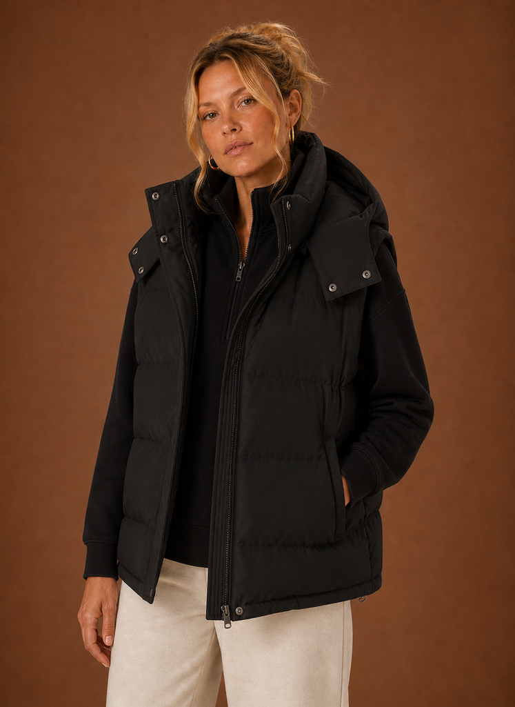Chaleco Puffer para Mujer - Chaqueta Sin Mangas con Capucha Oversized | Areleon