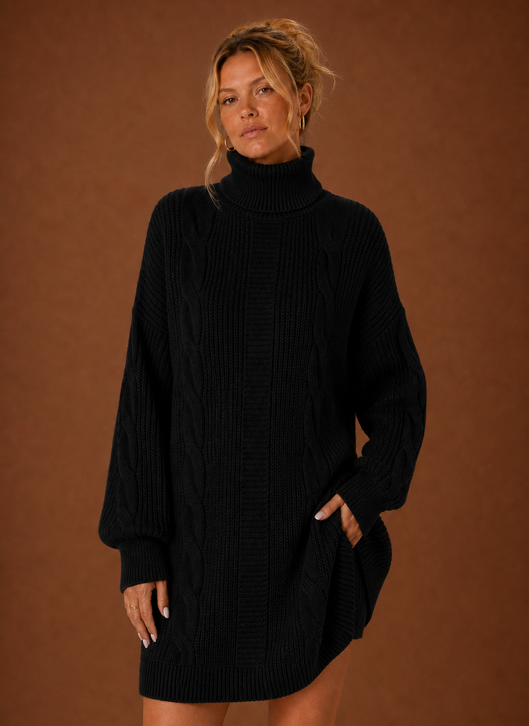 Vestido de Suéter de Cuello Alto para Mujer - Vestido de Punto | Areleon