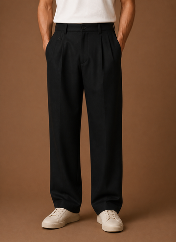Pantalones de Pierna Ancha con Pliegues para Hombre | Areleon