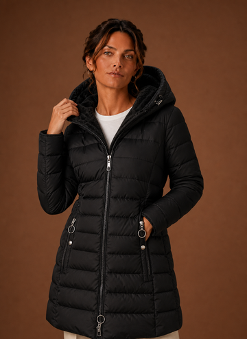 Abrigo Largo de Puffer para Mujeres - Abrigo de Invierno con Capucha y Forro de Piel Sintética | Areleon