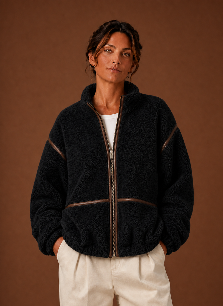 Chaqueta Sherpa para Mujeres - Abrigo de Forro Polar con Cremallera | Areleon