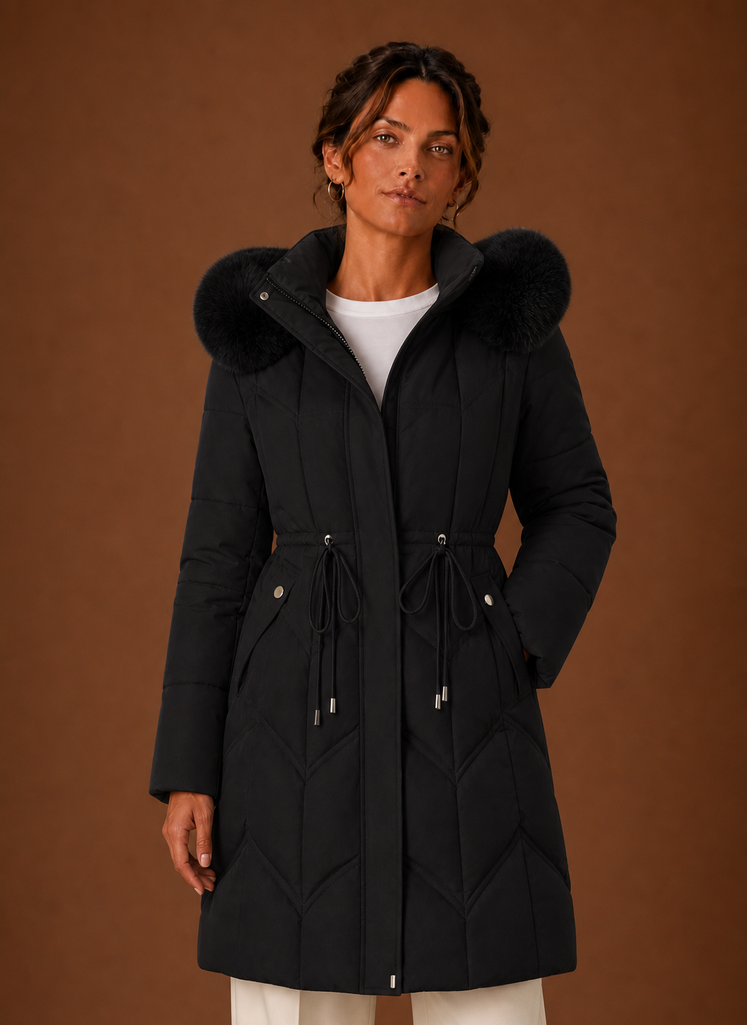 Abrigo Puffer para Mujer - Abrigo de Invierno Largo con Capucha de Piel Sintética | Areleon