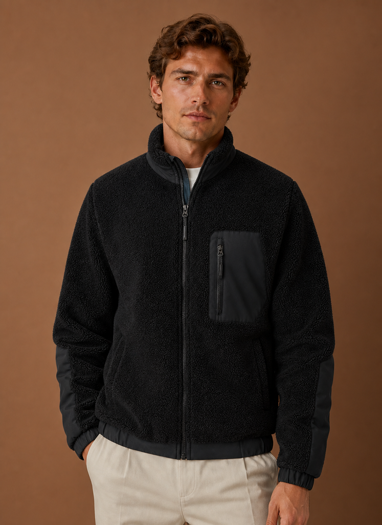 Chaqueta de Forro Sherpa para Hombre - Abrigo de Invierno con Cierre Completo | Areleon