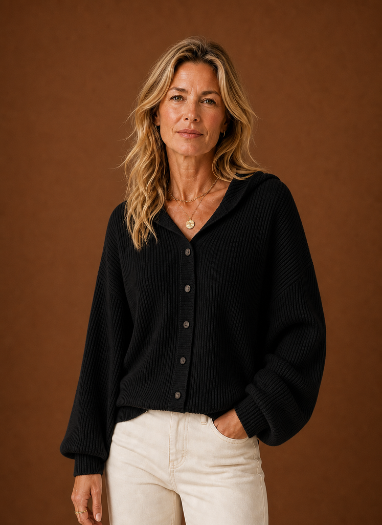 Cardigan de Punto para Mujeres - Suéter con Capucha y Botones | Areleon