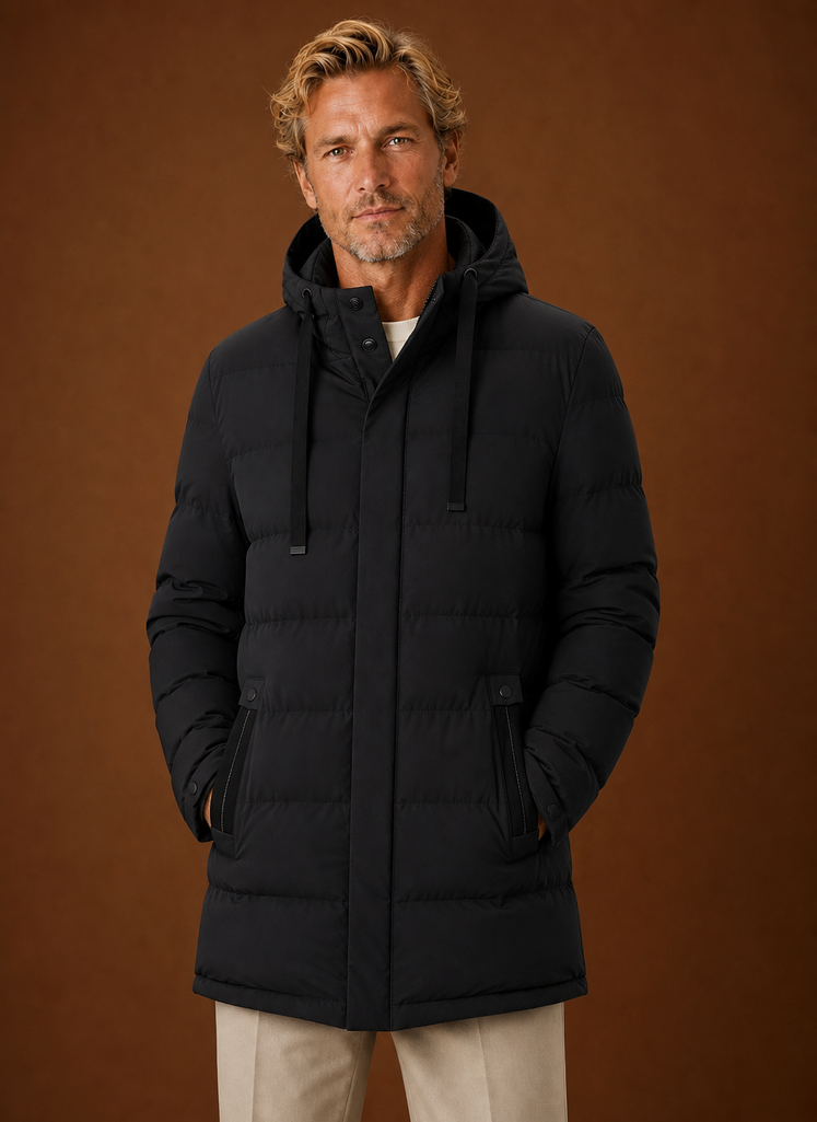 Chaqueta Puffer para Hombre - Abrigo de Invierno Aislado con Capucha Larga | Areleon