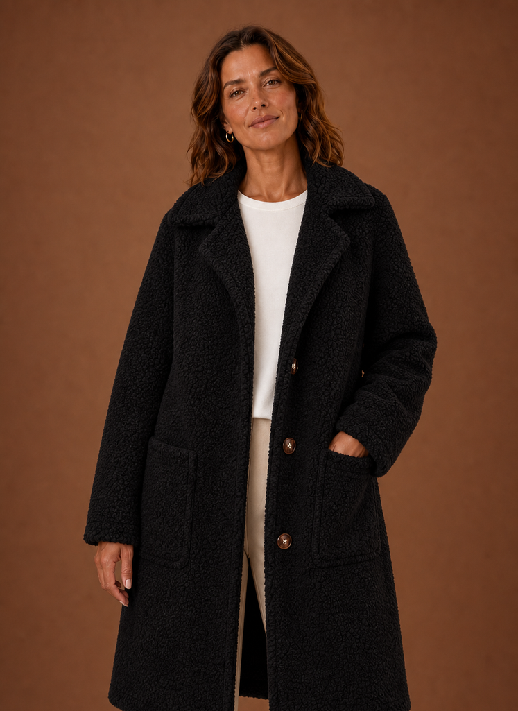 Abrigo de Teddy para Mujer - Abrigo de Invierno Largo de Doble Botonadura | Areleon