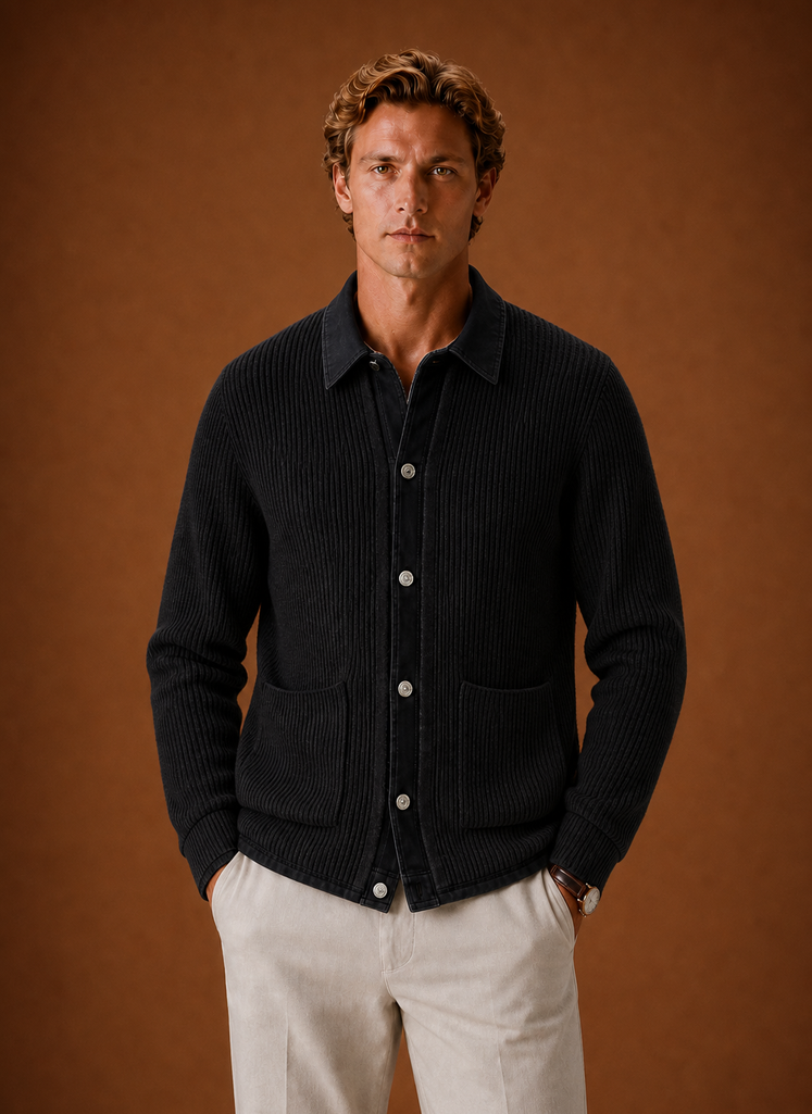 Cardigan de Punto para Hombre - Suéter de Mezclilla con Botones | Areleon
