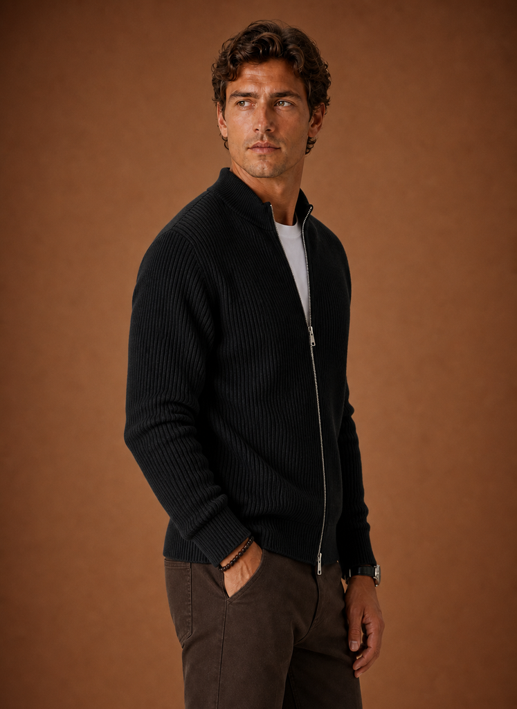 Suéter de Cardigan de Punto con Cierre Completo para Hombre | Areleon