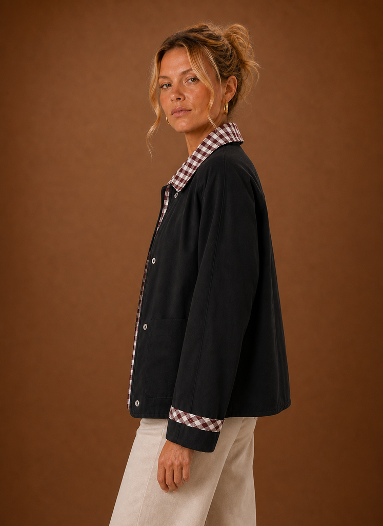 Chaqueta de granja para mujeres - Abrigo casual con cuello a cuadros | Areleon