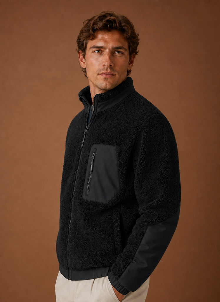 Chaqueta de Forro Sherpa para Hombre - Abrigo de Invierno con Cierre Completo | Areleon