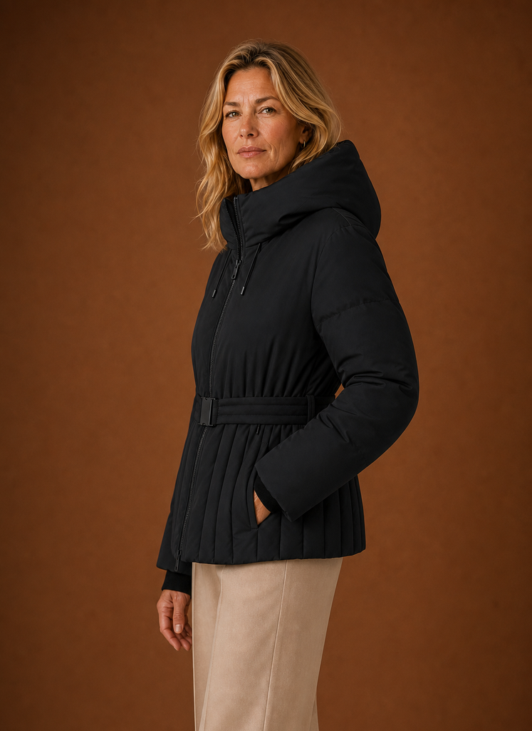 Chaqueta Acolchada para Mujeres - Detalle de Cintura con Pliegues | Areleon