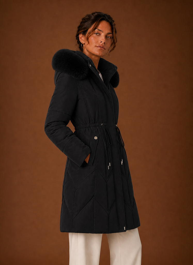 Abrigo Puffer para Mujer - Abrigo de Invierno Largo con Capucha de Piel Sintética | Areleon