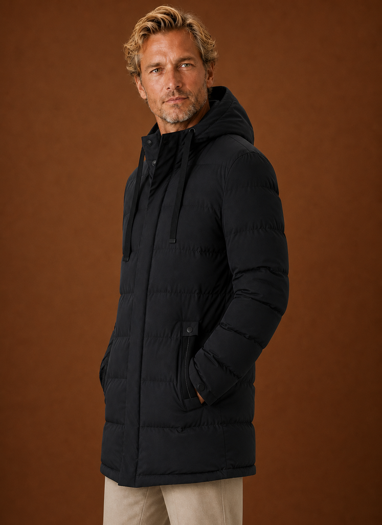 Chaqueta Puffer para Hombre - Abrigo de Invierno Aislado con Capucha Larga | Areleon