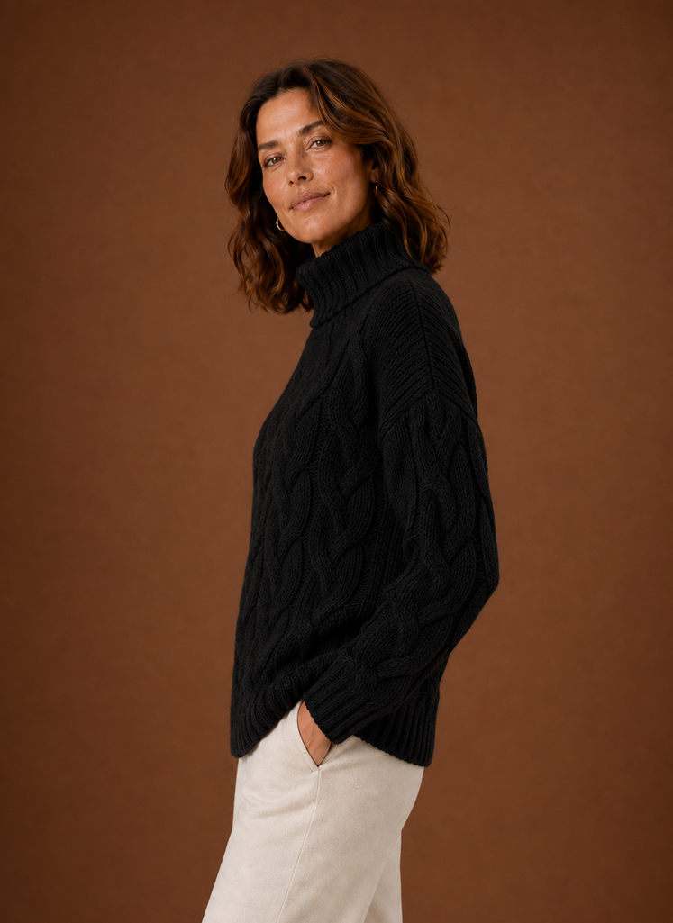 Suéter de Punto Trenzado para Mujer - Prenda de Punto Tipo Pullover | Areleon