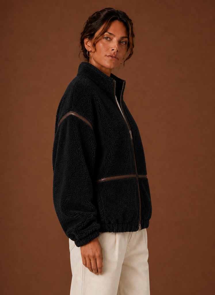 Chaqueta Sherpa para Mujeres - Abrigo de Forro Polar con Cremallera | Areleon