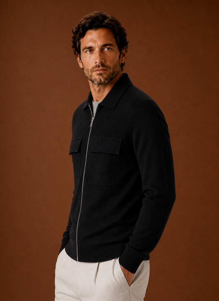 Chaqueta de punto para hombre con cremallera completa | Areleon