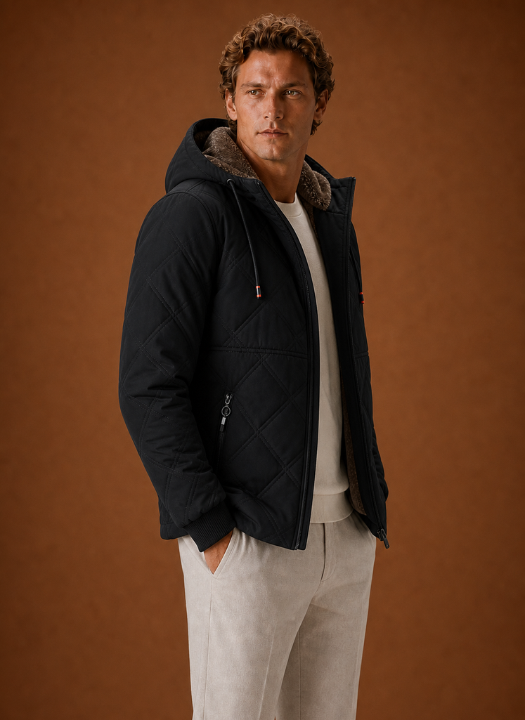 Chaqueta Acolchada para Hombre - Abrigo de Invierno con Capucha y Forro de Piel Sintética | Areleon