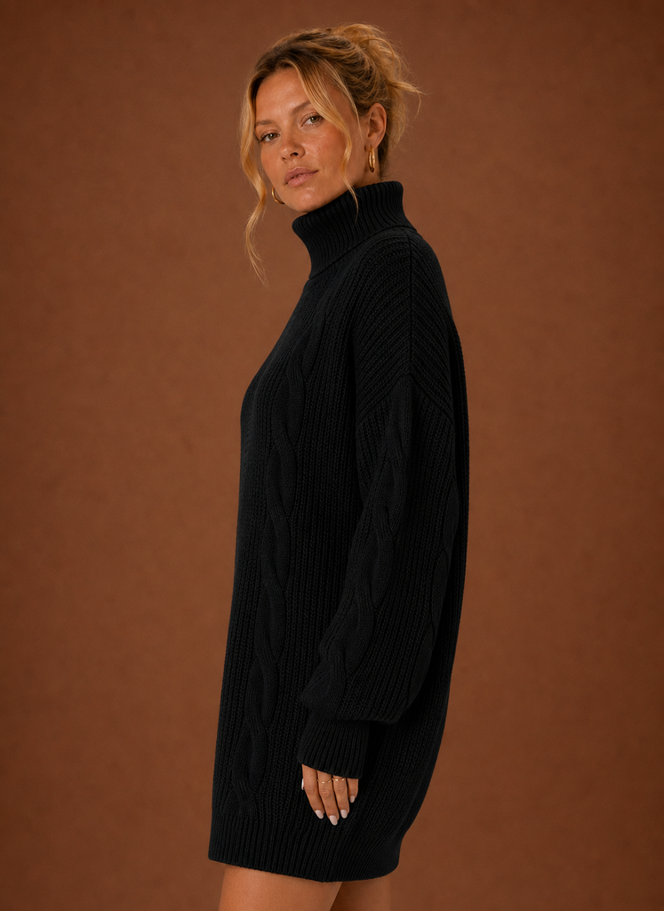 Vestido de Suéter de Cuello Alto para Mujer - Vestido de Punto | Areleon