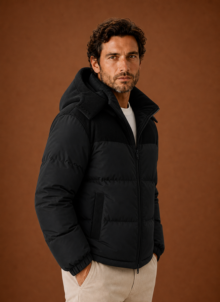 Chaqueta de Invierno con Capucha para Hombre y Cuello de Pana | Areleon