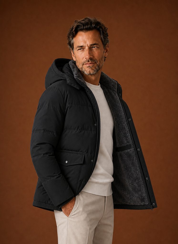Chaqueta de Invierno con Capucha para Hombre - Abrigo de Invierno Forrado de Forro Polar | Areleon