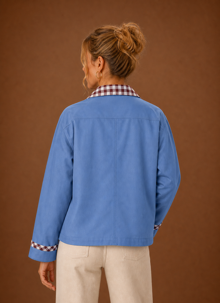 Chaqueta de granja para mujeres - Abrigo casual con cuello a cuadros | Areleon
