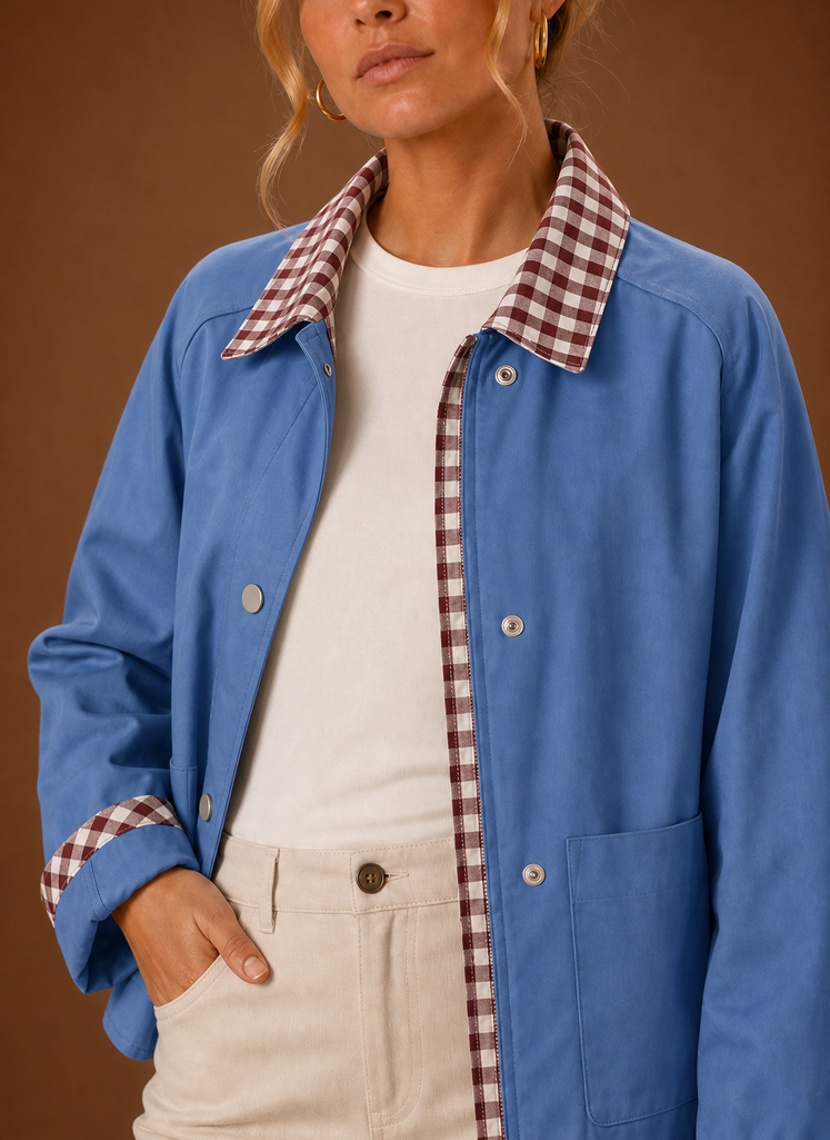 Chaqueta de granja para mujeres - Abrigo casual con cuello a cuadros | Areleon