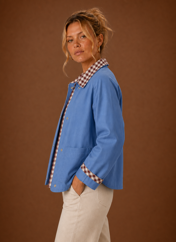 Chaqueta de granja para mujeres - Abrigo casual con cuello a cuadros | Areleon