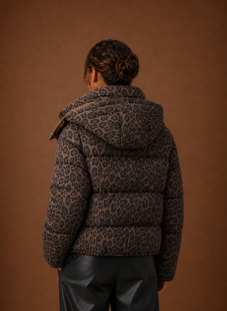 Chaqueta Puffer para Mujer - Abrigo Acolchado de Leopardo | Areleon