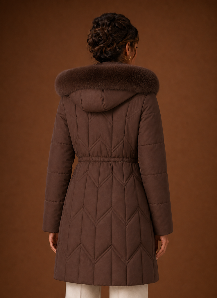 Abrigo Puffer para Mujer - Abrigo de Invierno Largo con Capucha de Piel Sintética | Areleon
