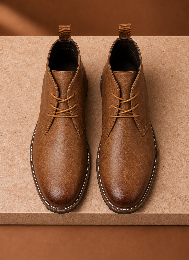 Botas Chukka de Cuero para Hombre - Botas de Tobillo con Cordones | Areleon