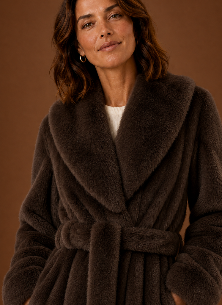 Abrigo Largo con Cinturón para Mujer - Parka de Invierno con Frontal Envolvente | Areleon