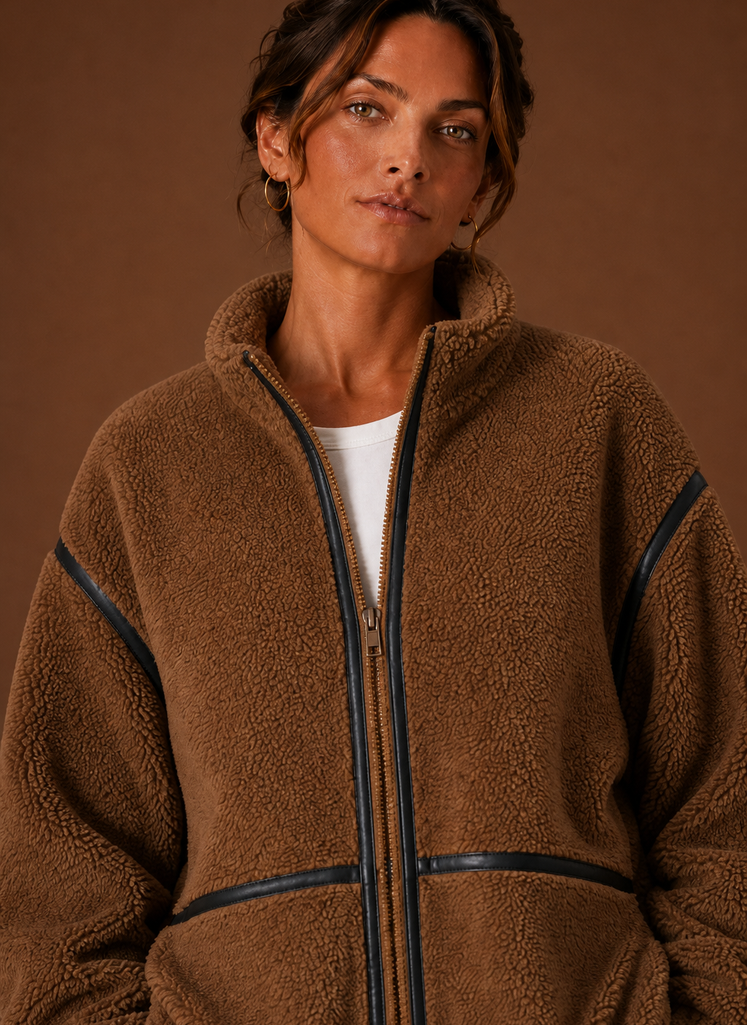 Chaqueta Sherpa para Mujeres - Abrigo de Forro Polar con Cremallera | Areleon