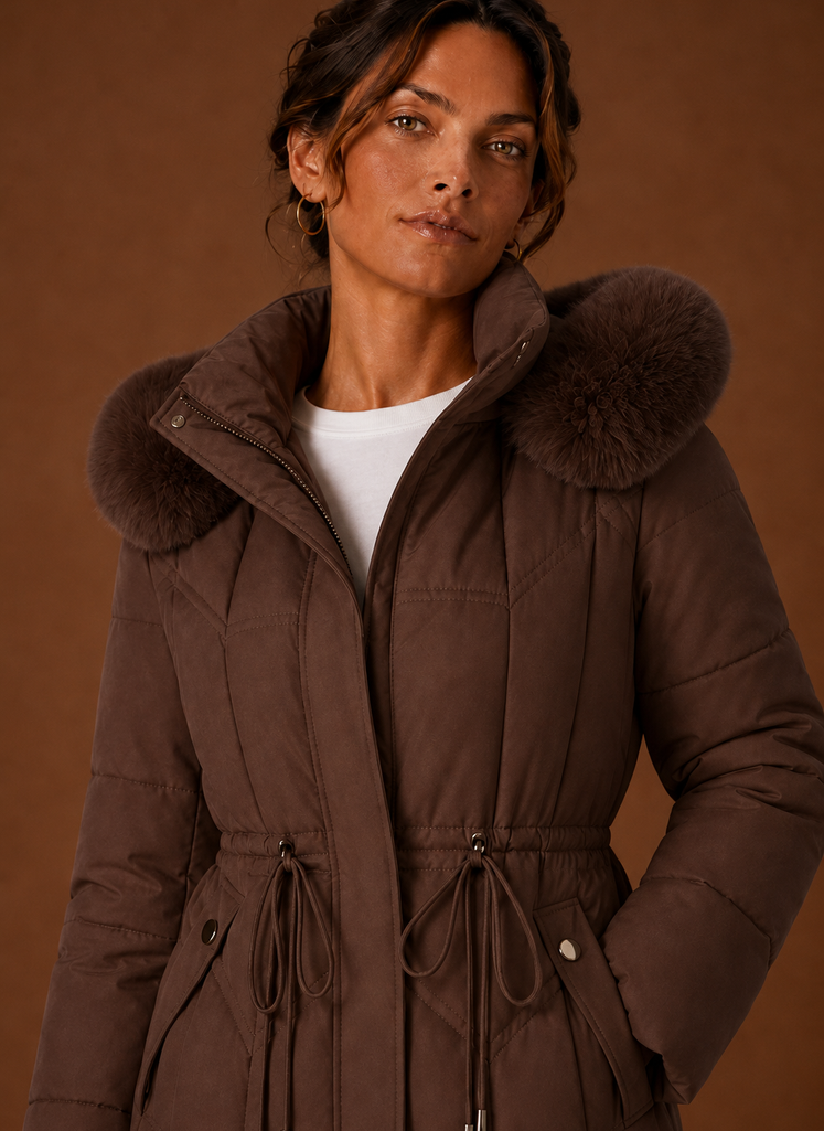 Abrigo Puffer para Mujer - Abrigo de Invierno Largo con Capucha de Piel Sintética | Areleon