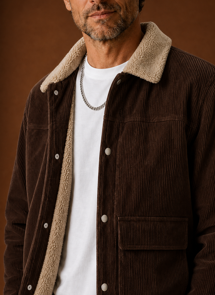 Chaqueta de Invierno para Hombre de Pana con Forro de Sherpa | Areleon