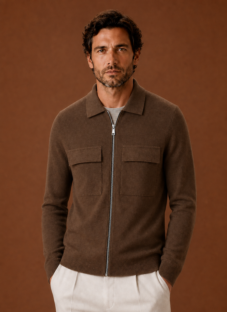 Chaqueta de punto para hombre con cremallera completa | Areleon