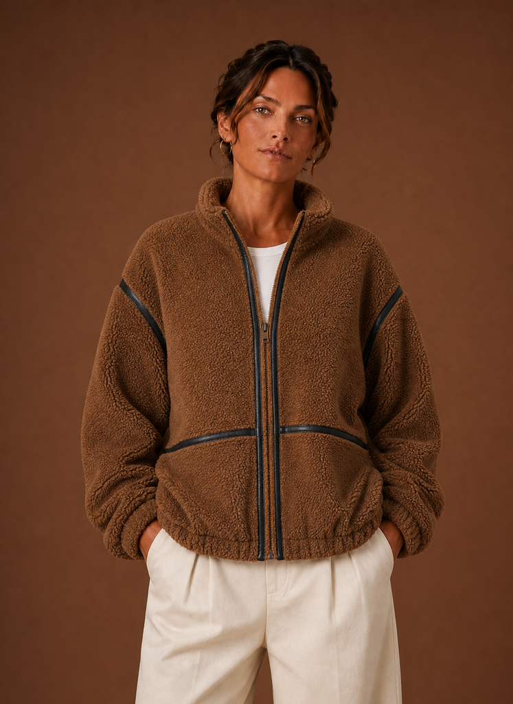 Chaqueta Sherpa para Mujeres - Abrigo de Forro Polar con Cremallera | Areleon