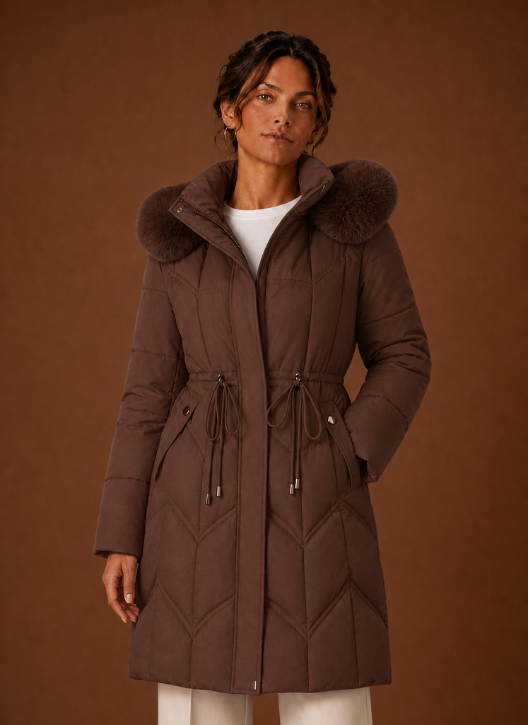 Abrigo Puffer para Mujer - Abrigo de Invierno Largo con Capucha de Piel Sintética | Areleon