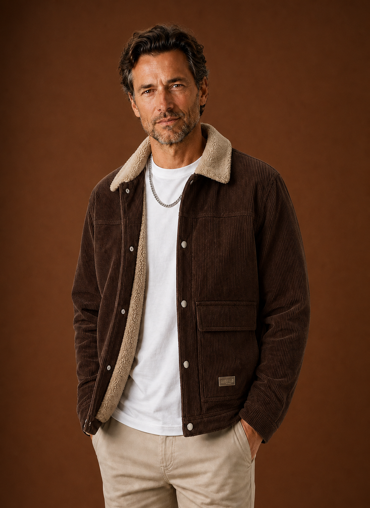 Chaqueta de Invierno para Hombre de Pana con Forro de Sherpa | Areleon