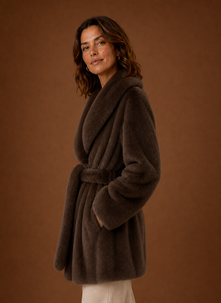 Abrigo Largo con Cinturón para Mujer - Parka de Invierno con Frontal Envolvente | Areleon