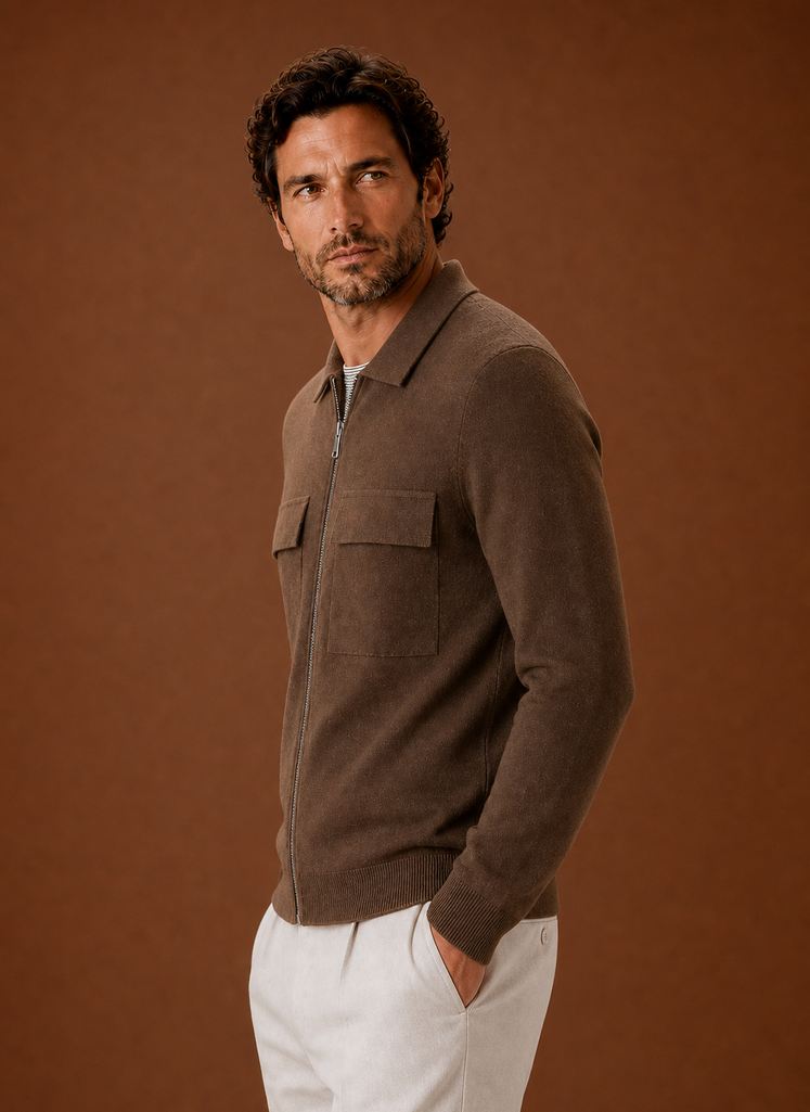 Chaqueta de punto para hombre con cremallera completa | Areleon