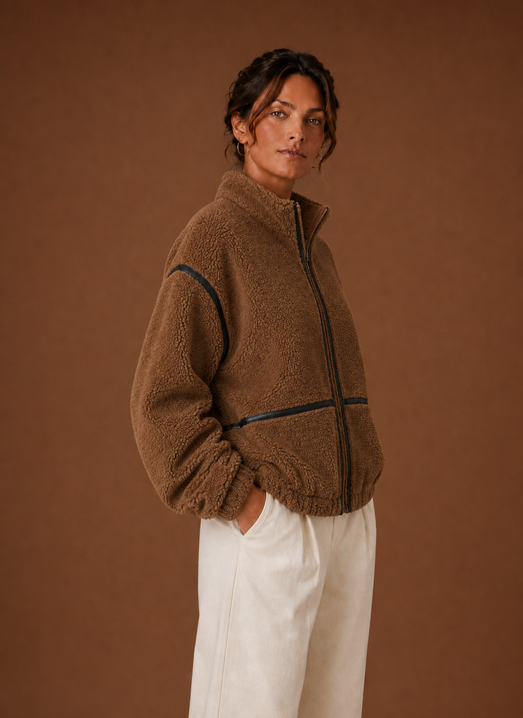 Chaqueta Sherpa para Mujeres - Abrigo de Forro Polar con Cremallera | Areleon