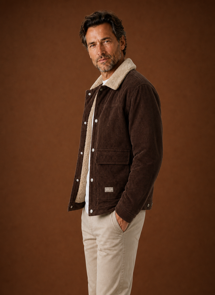 Chaqueta de Invierno para Hombre de Pana con Forro de Sherpa | Areleon