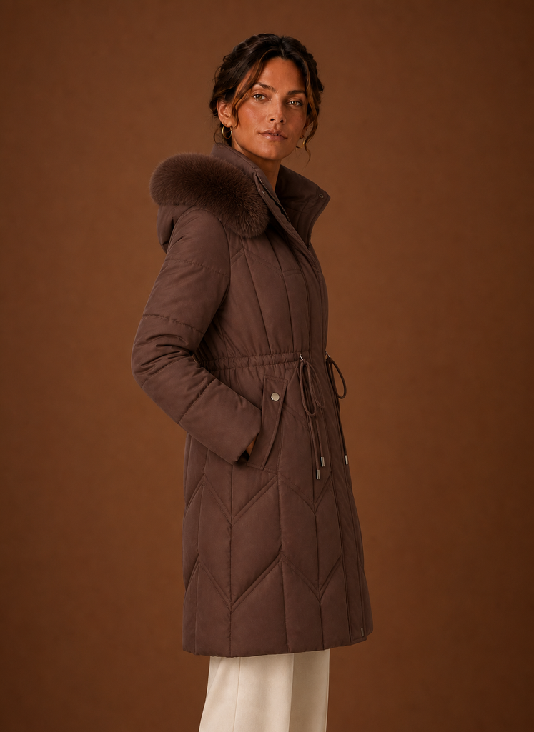 Abrigo Puffer para Mujer - Abrigo de Invierno Largo con Capucha de Piel Sintética | Areleon