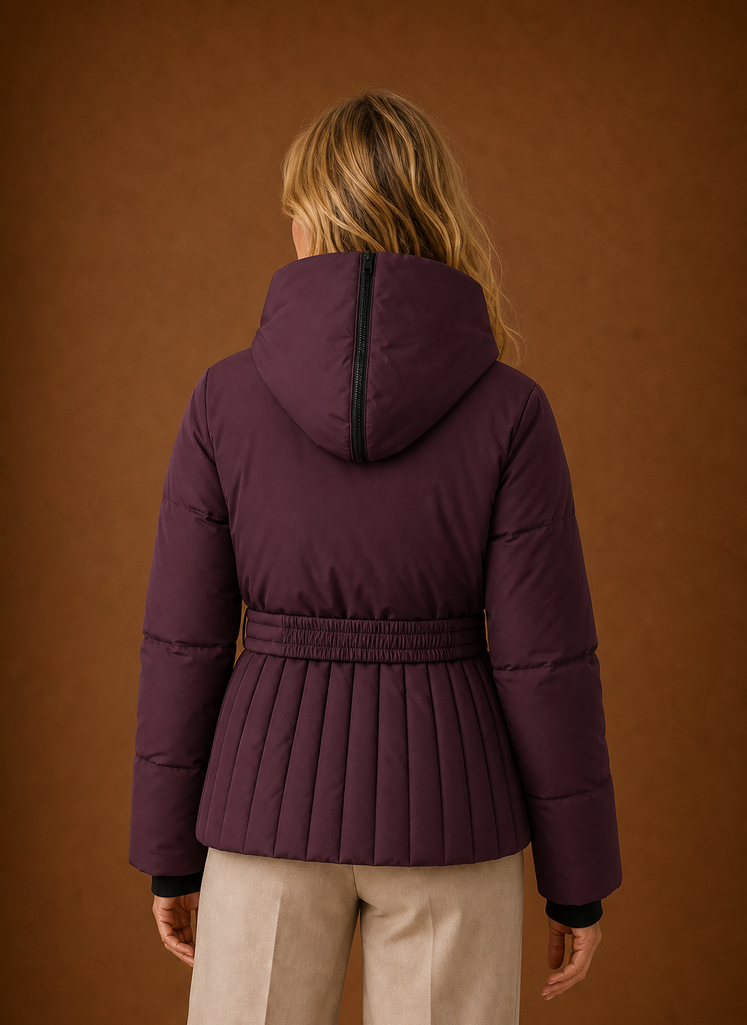 Chaqueta Acolchada para Mujeres - Detalle de Cintura con Pliegues | Areleon