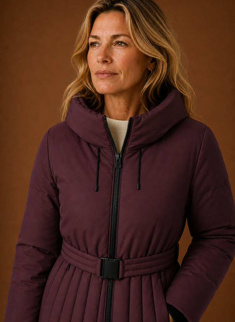 Chaqueta Acolchada para Mujeres - Detalle de Cintura con Pliegues | Areleon