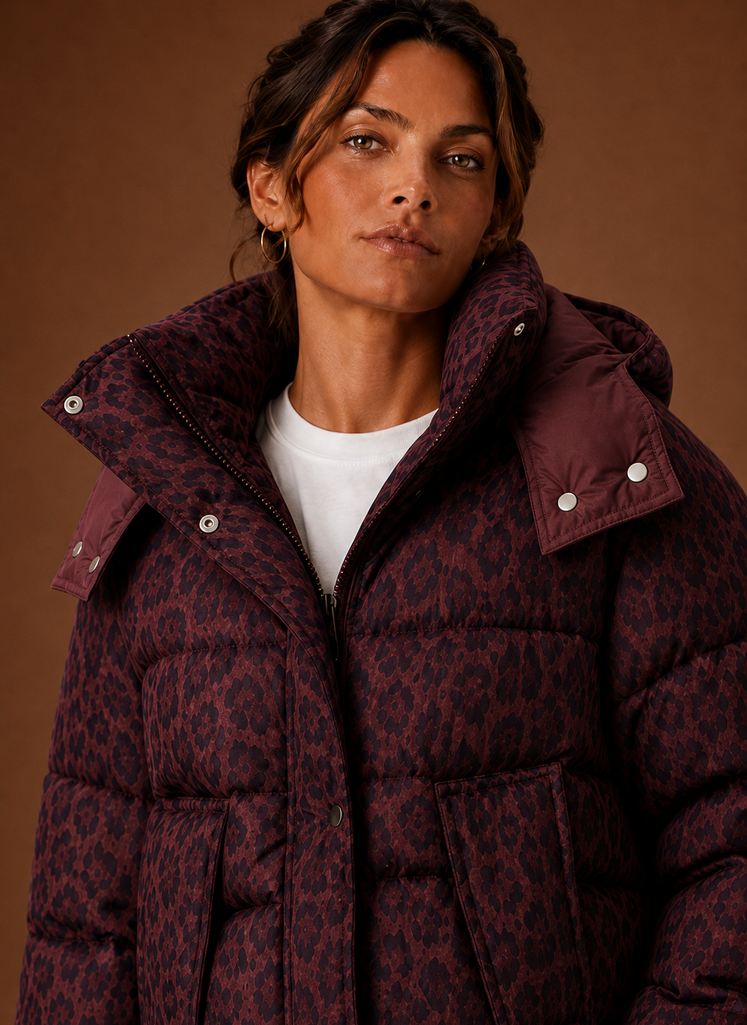 Chaqueta Puffer para Mujer - Abrigo Acolchado de Leopardo | Areleon