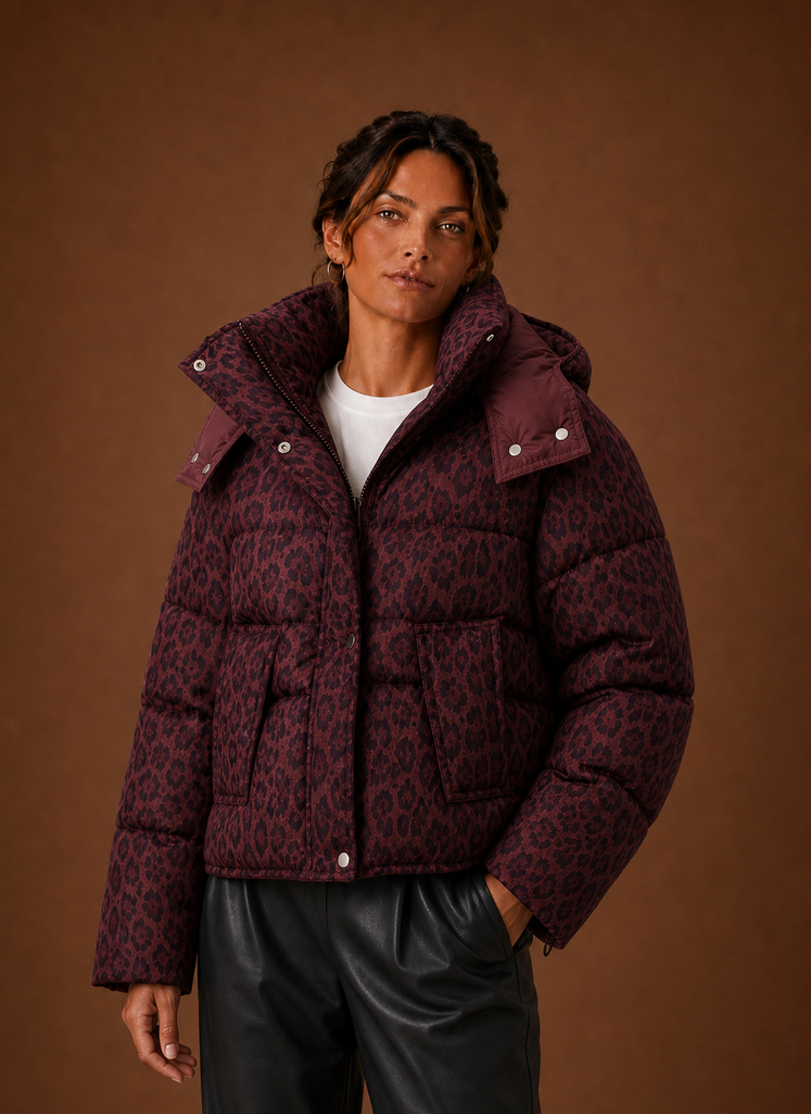 Chaqueta Puffer para Mujer - Abrigo Acolchado de Leopardo | Areleon