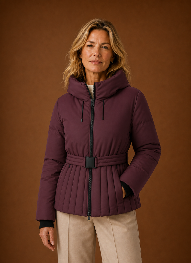 Chaqueta Acolchada para Mujeres - Detalle de Cintura con Pliegues | Areleon