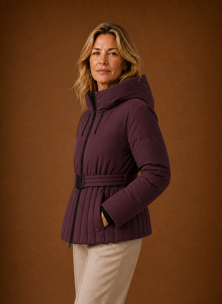 Chaqueta Acolchada para Mujeres - Detalle de Cintura con Pliegues | Areleon